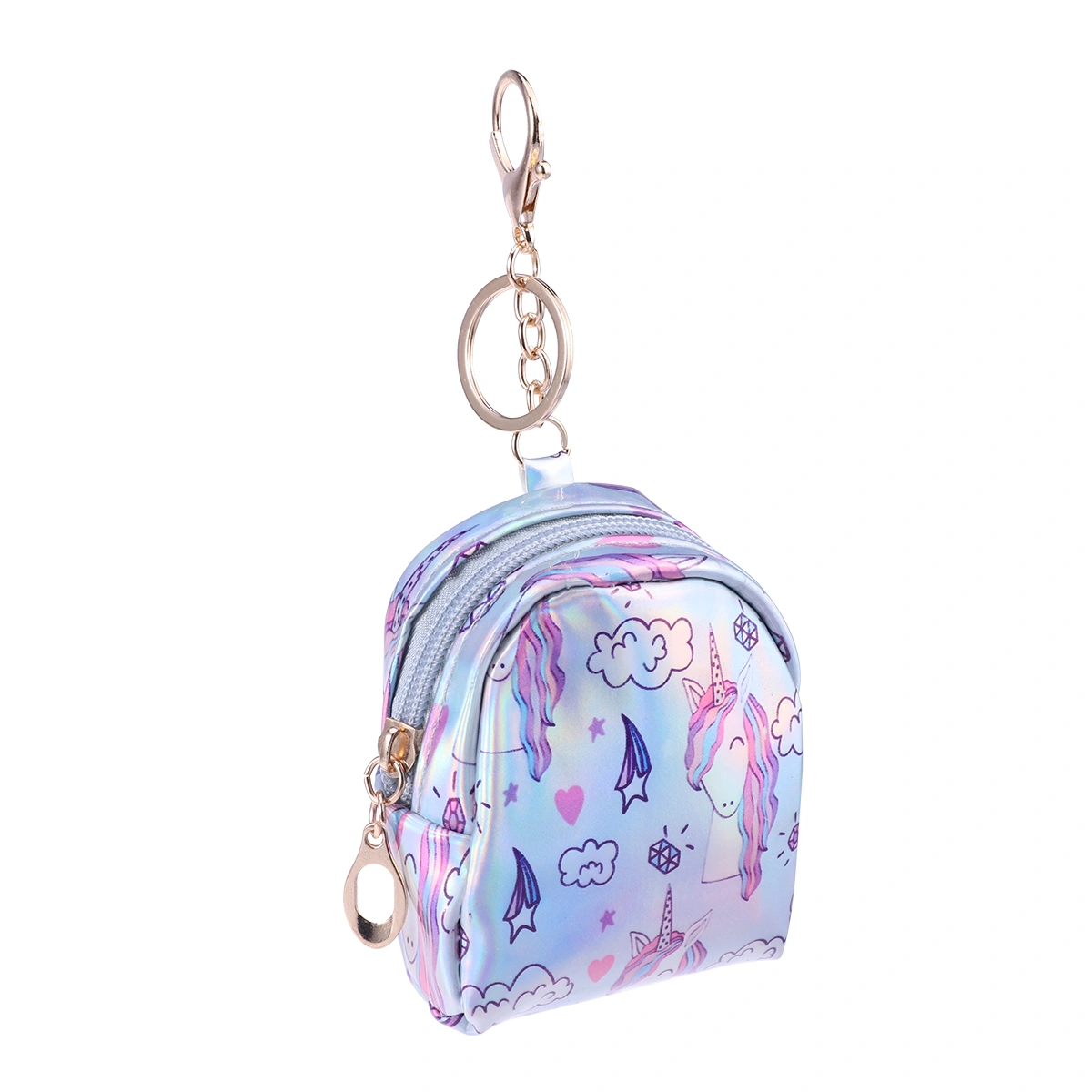 Shiny Unicorn PU Coin Purse Women Purse Wallet Coin Bags Keychain (Unicorn and Cloud)