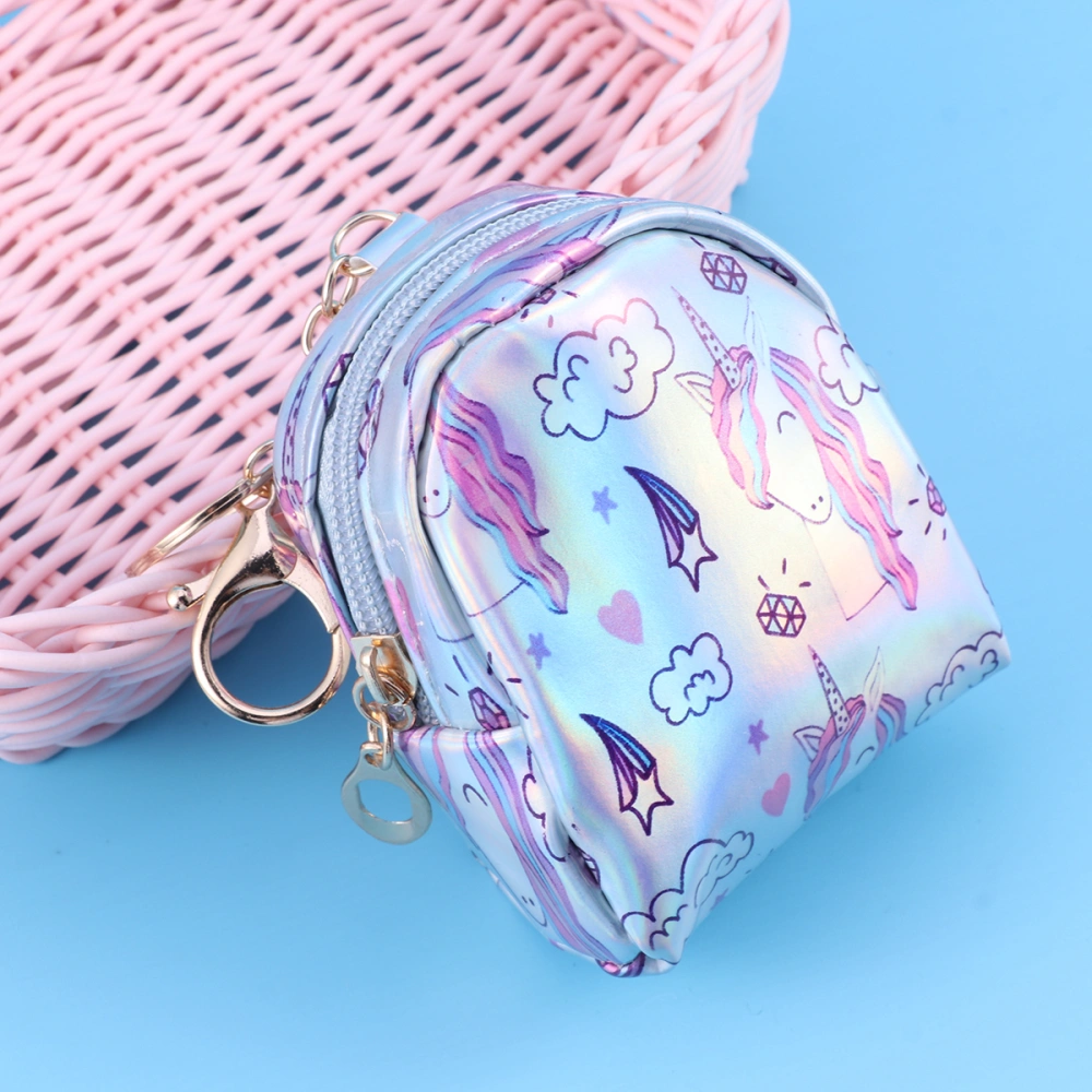 Shiny Unicorn PU Coin Purse Women Purse Wallet Coin Bags Keychain (Unicorn and Cloud)