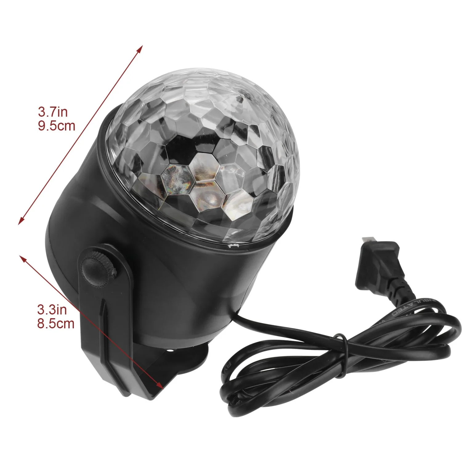 Crystal Rotating Ball Light Music Sound Activated Stage Light RGB 7 Colors LED Lamp DJ CLub Disco KTV Party Wedding Lighting (US Plug)