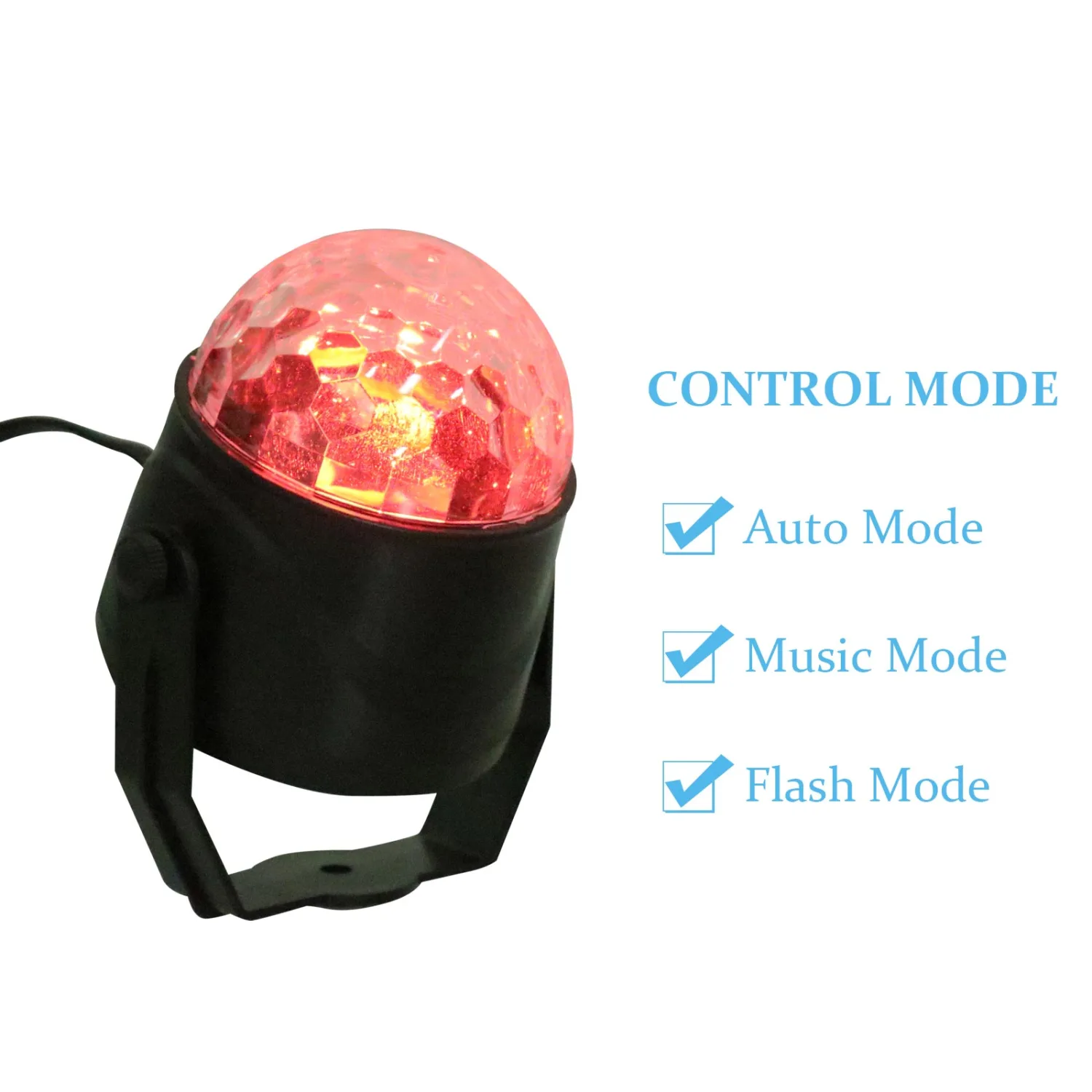Crystal Rotating Ball Light Music Sound Activated Stage Light RGB 7 Colors LED Lamp DJ CLub Disco KTV Party Wedding Lighting (US Plug)