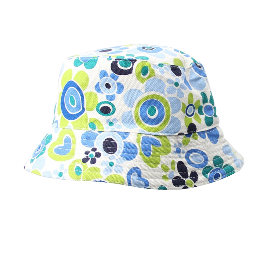 Universal Children Sun Protection Hat Wide Brim Flower Patterned Canvas Summer for Kids (Free Size)