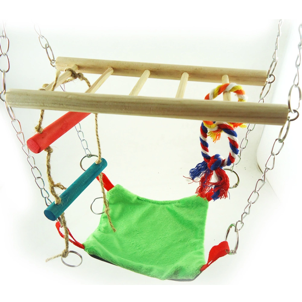 Hamster Parrot Hammock Climber Ladder Swimg Bed for Gerbil Rat Mouse Small Animal (Random Color)