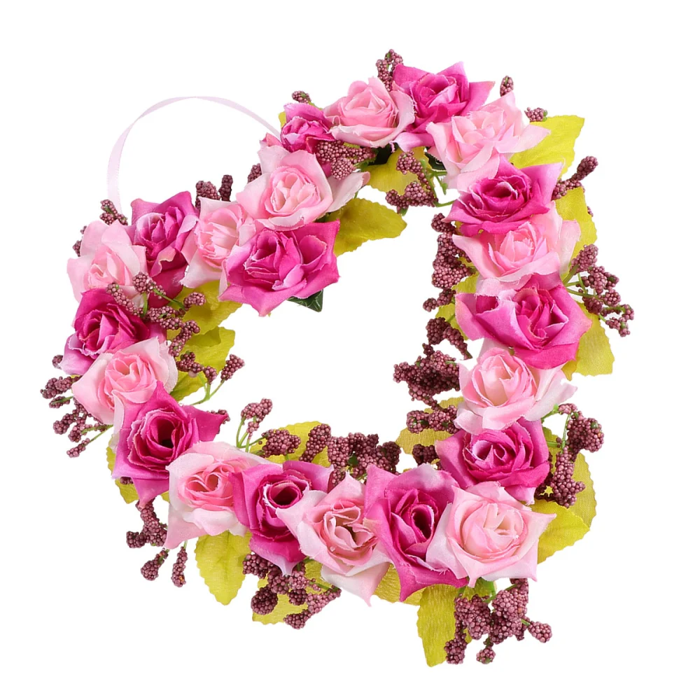 Artificial Garland Heart Shaped Wreath Wall Hanging Garland Lifelike Flower Wreath for Home Store Festival Wedding (Random Color)