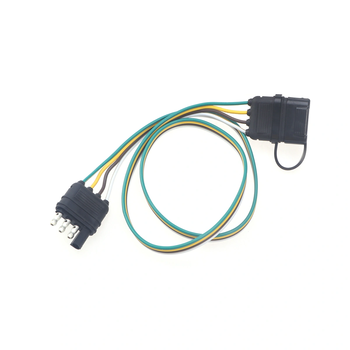 4 Wire Flat Extension 4-Way Flat Connector Plug Socket for Trailer
