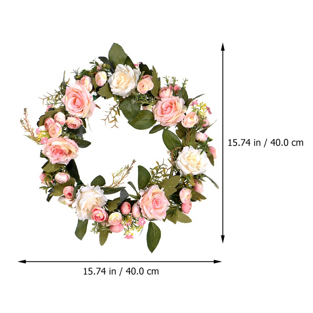 1Pc Emulation Rose Garland Home Door Wall Wreath Wedding Hanging Decor