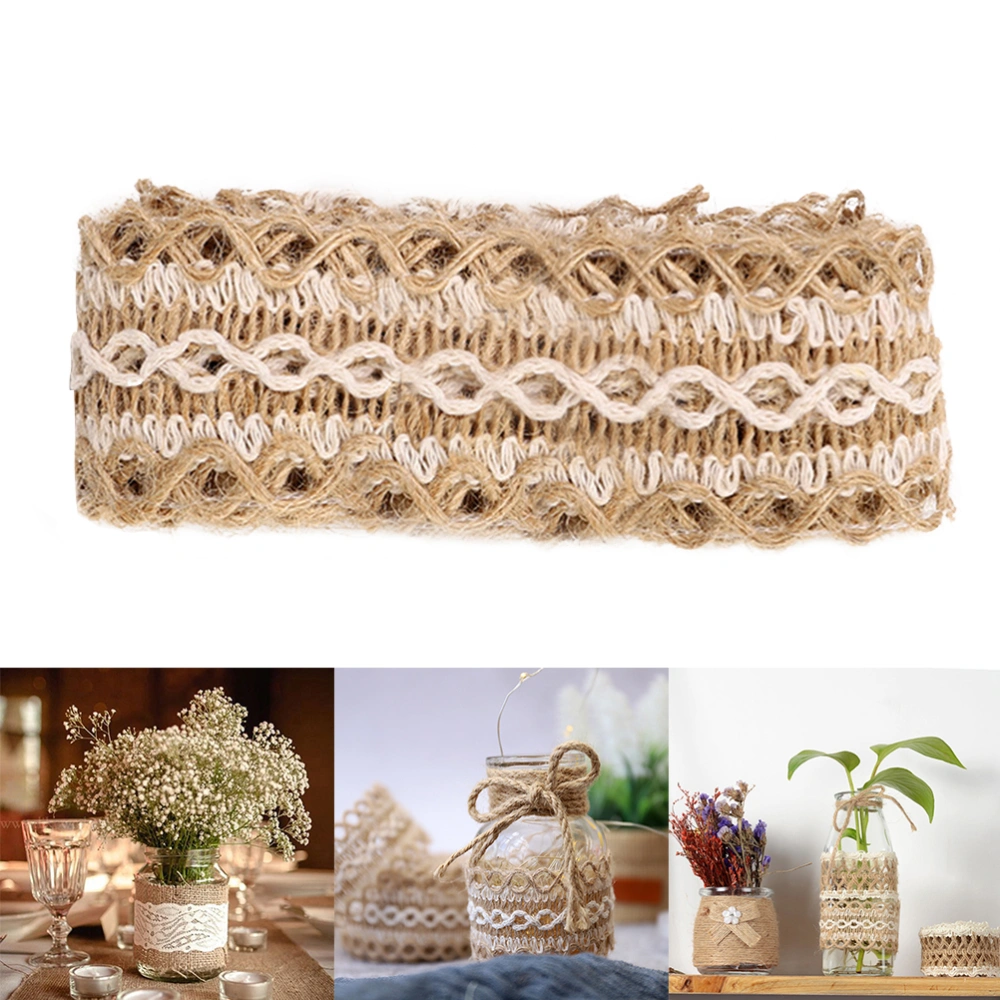 2 Rolls 2 Meters Natural Burlap Ribbon Roll for Bows Wreaths DIY Crafts Home Party Wedding Christmas Decoration