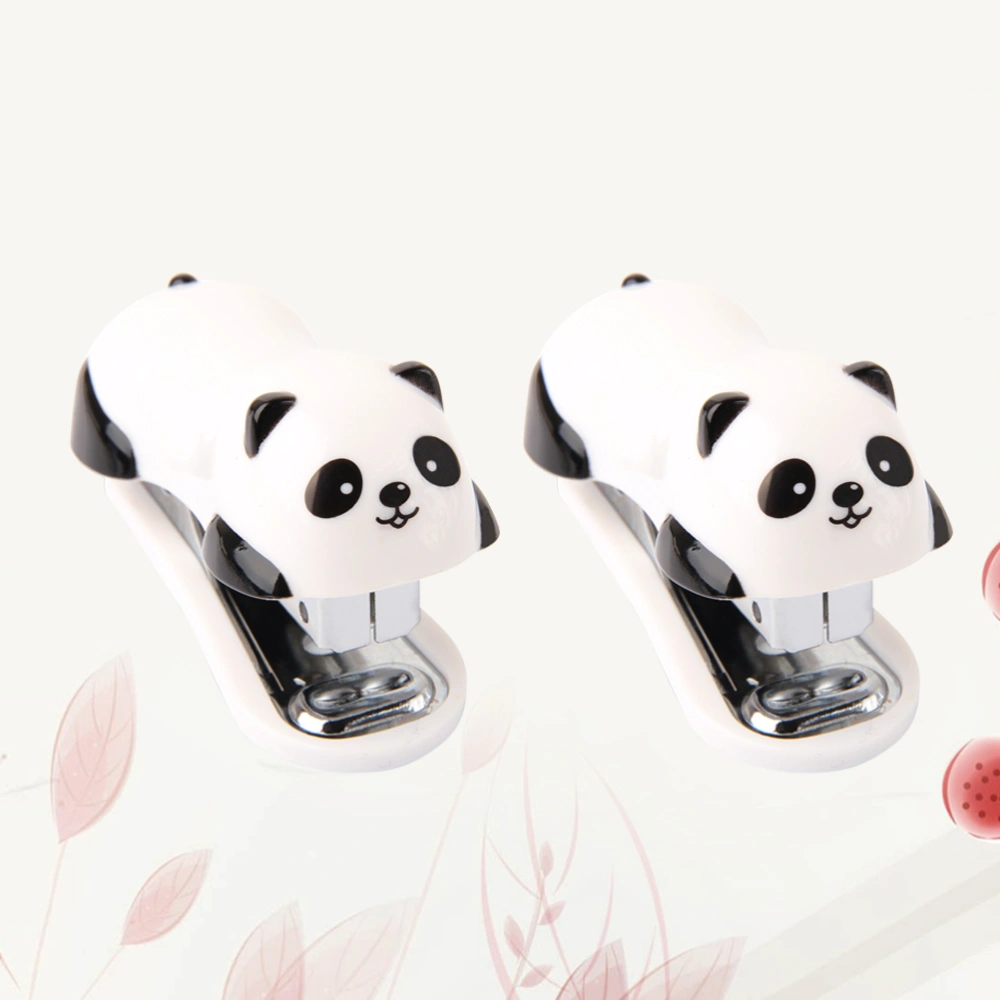 2pcs Mini Portable Stapler Cartoon Bear Manual Stapling Machine Stationery Book Binding Machine for School Office Supplies