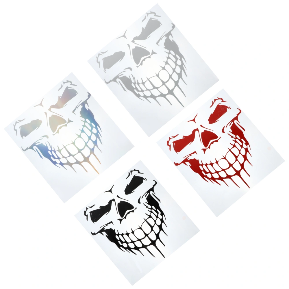 4pcs Fashionable Skull Decals Reflective Car Decals Durable Car Skull Stickers