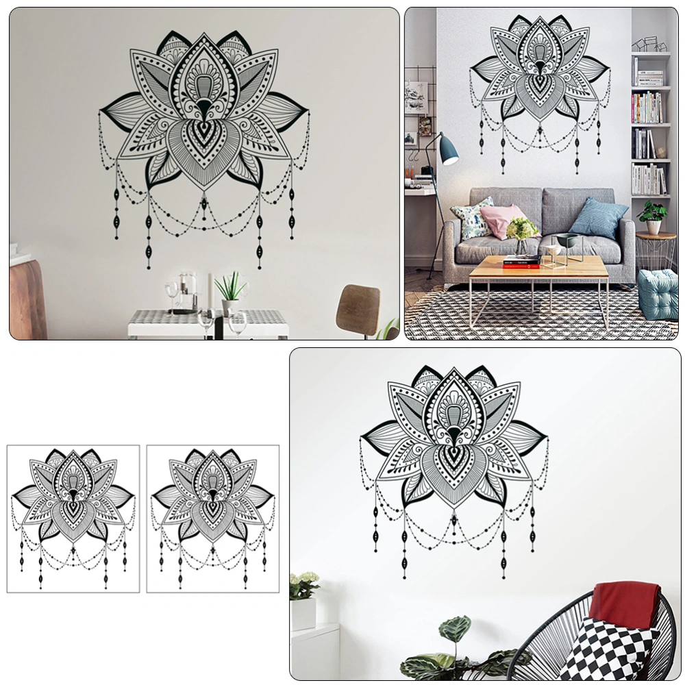 2pcs Creative Wall Decals Lotus Design Stickers Indoor Home Wall Decors