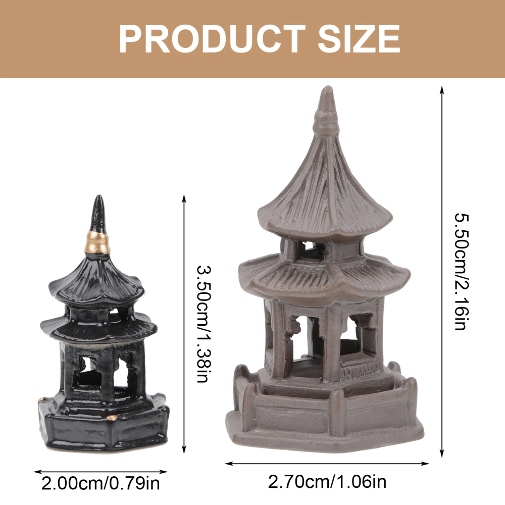 3 Pcs Ceramic Pagoda Shape Decor Micro Landscaping Ornaments Garden Adornments