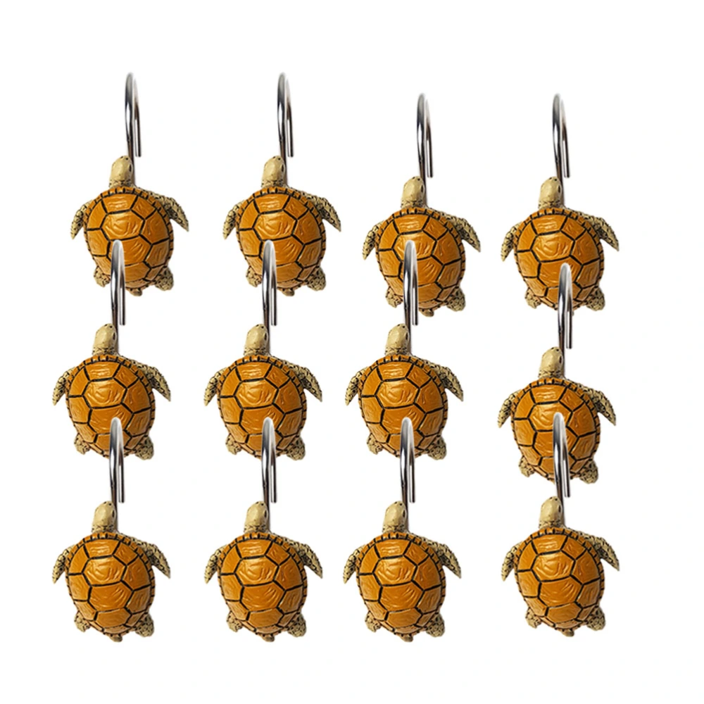 12Pcs Creative Resin Turtle Shaped Shower Curtain Hook Multifunctional Hooks Light Brown