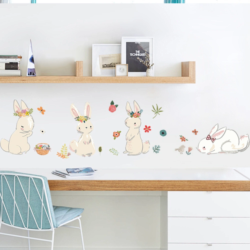 2 Sets Cartoon Bunny Rabbits Wall Decal Sticker Removable Kids Room Ornament