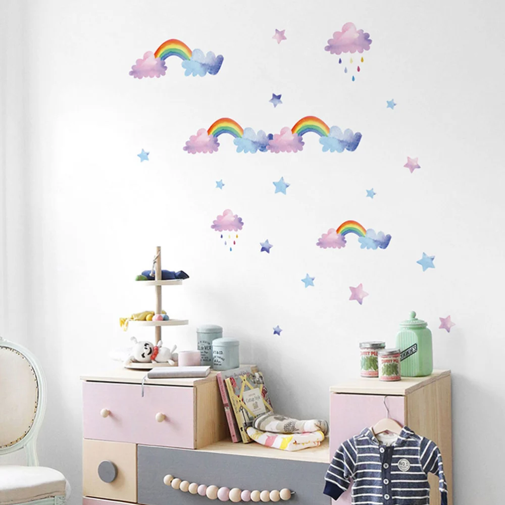 5pcs Wall Stickers Cartoon Cloud Rainbow Wall Art Decor Kindergarten Wall Decals