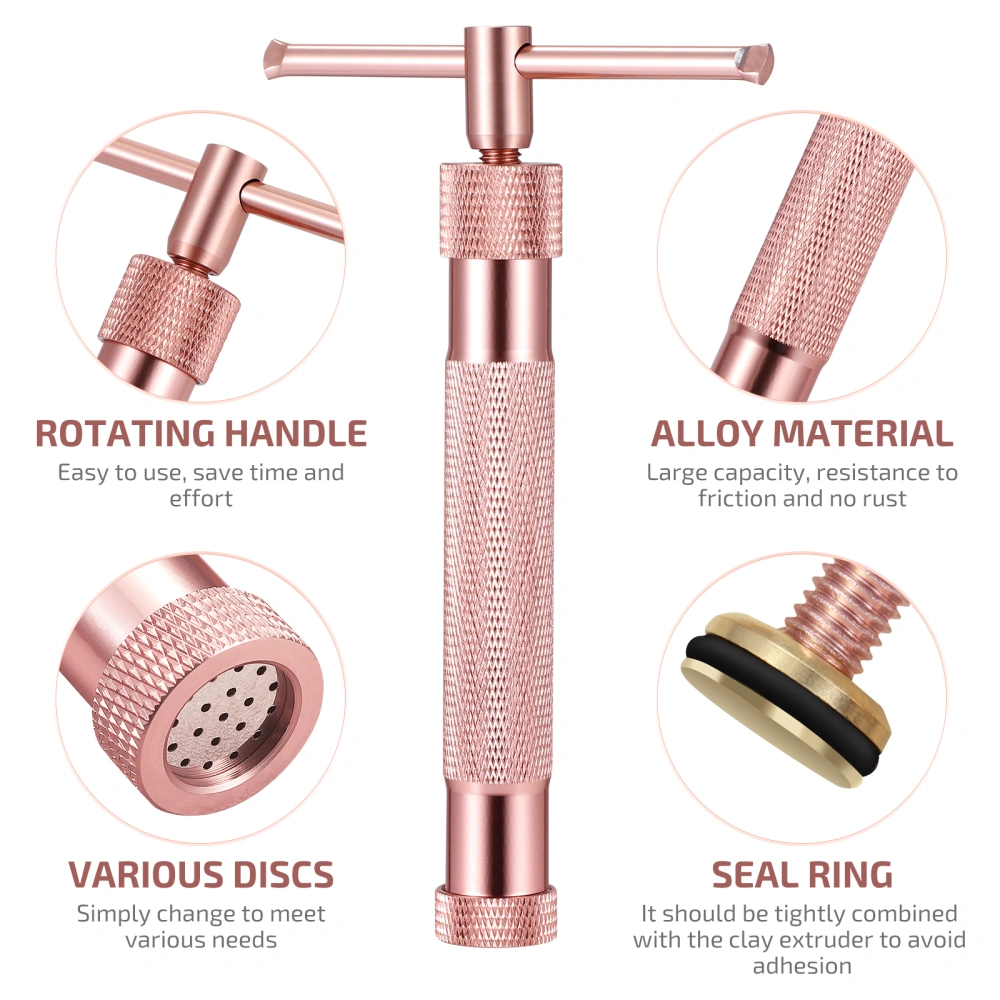 BESTONZON Alloy Rotary Mold Tools Set Kit Squeeze Polymer Clay DIY Geometry Noodles Educational Toy for Kids (Rose Gold)