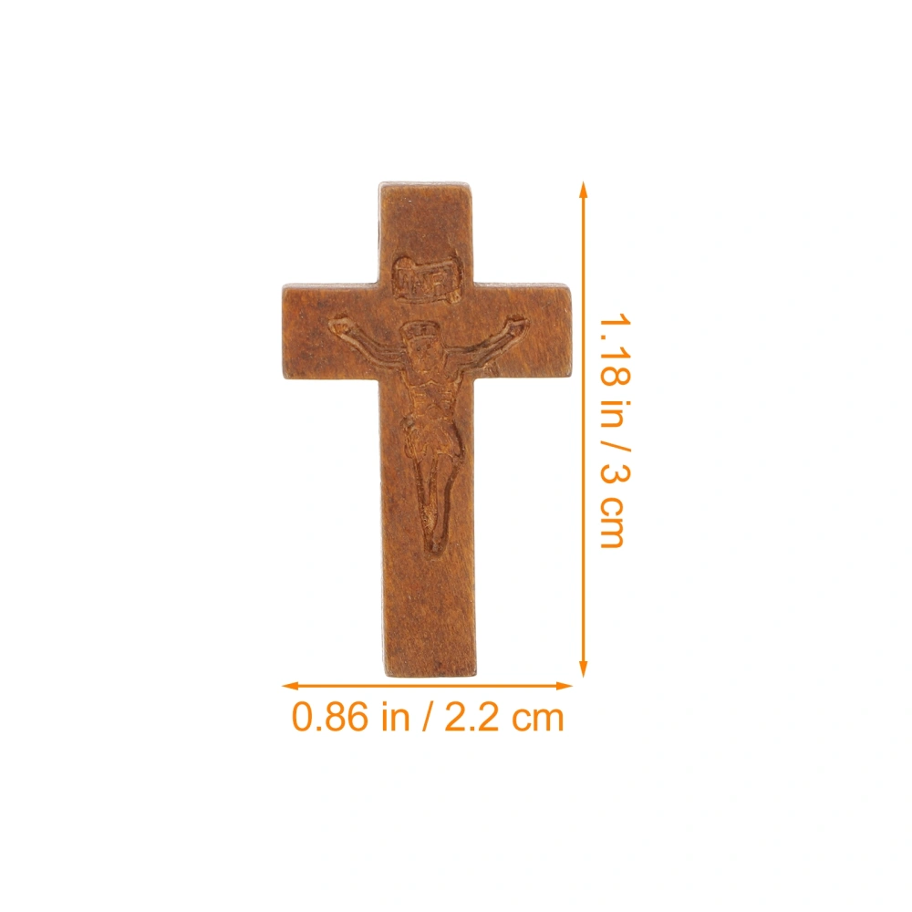 50pcs Colored Wooden Crafts Christian Cross Decorations Jewelry Necklace Ornaments for Women Men (Coffee)