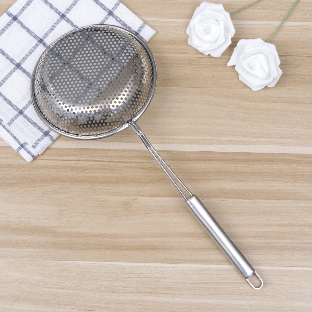 Stainless Steel Colander Scoop Hot Pot Slotted Spoon Skimmer Food Serving Ladle Frying Strainer Kitchen Utensil for Home Restaurant - 16cm (Silver)