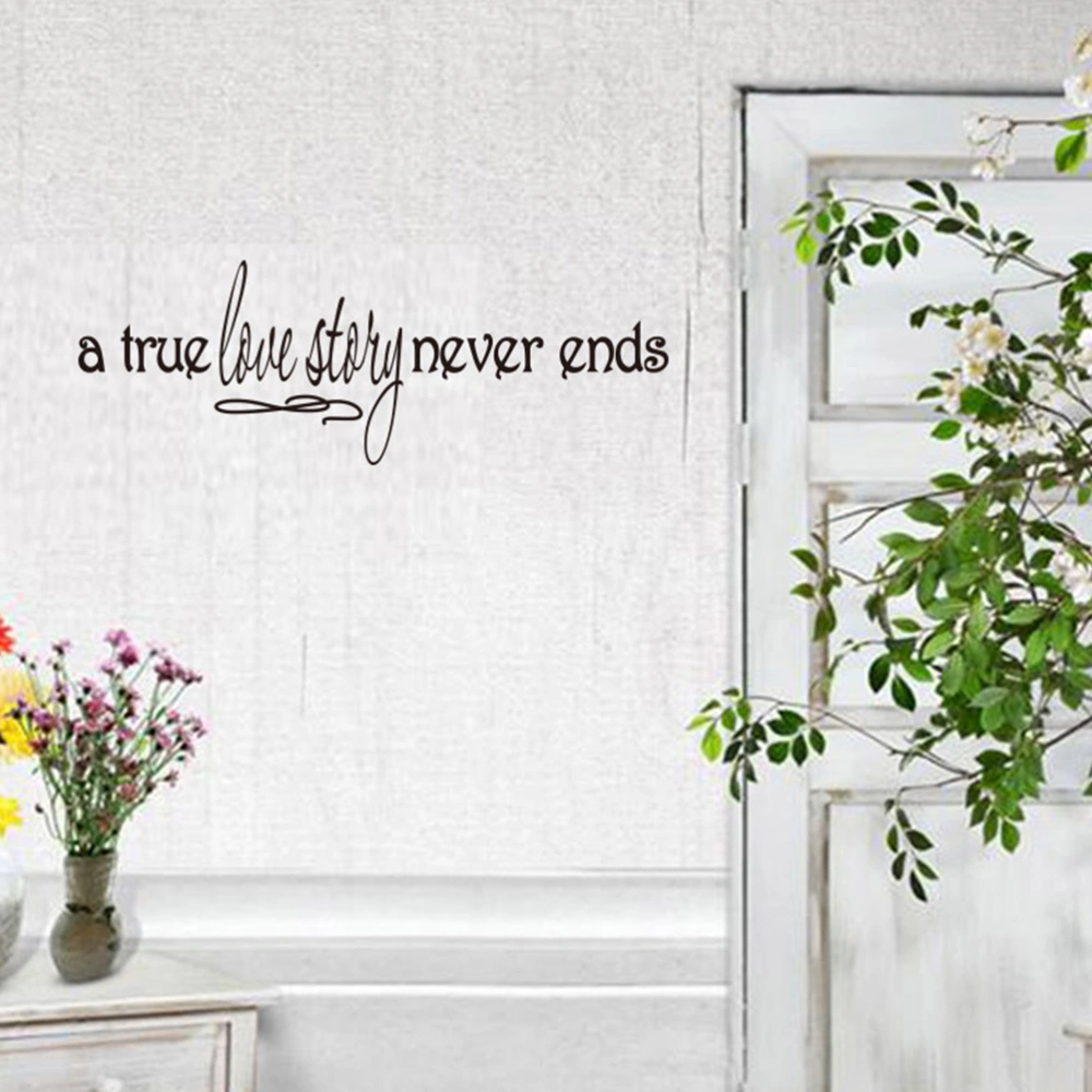 A True Love Story Never Ends Wall Sticker Sweet Lovers Valentine's Day Wall Decal Nice Living Room Home Wall Art Stickers