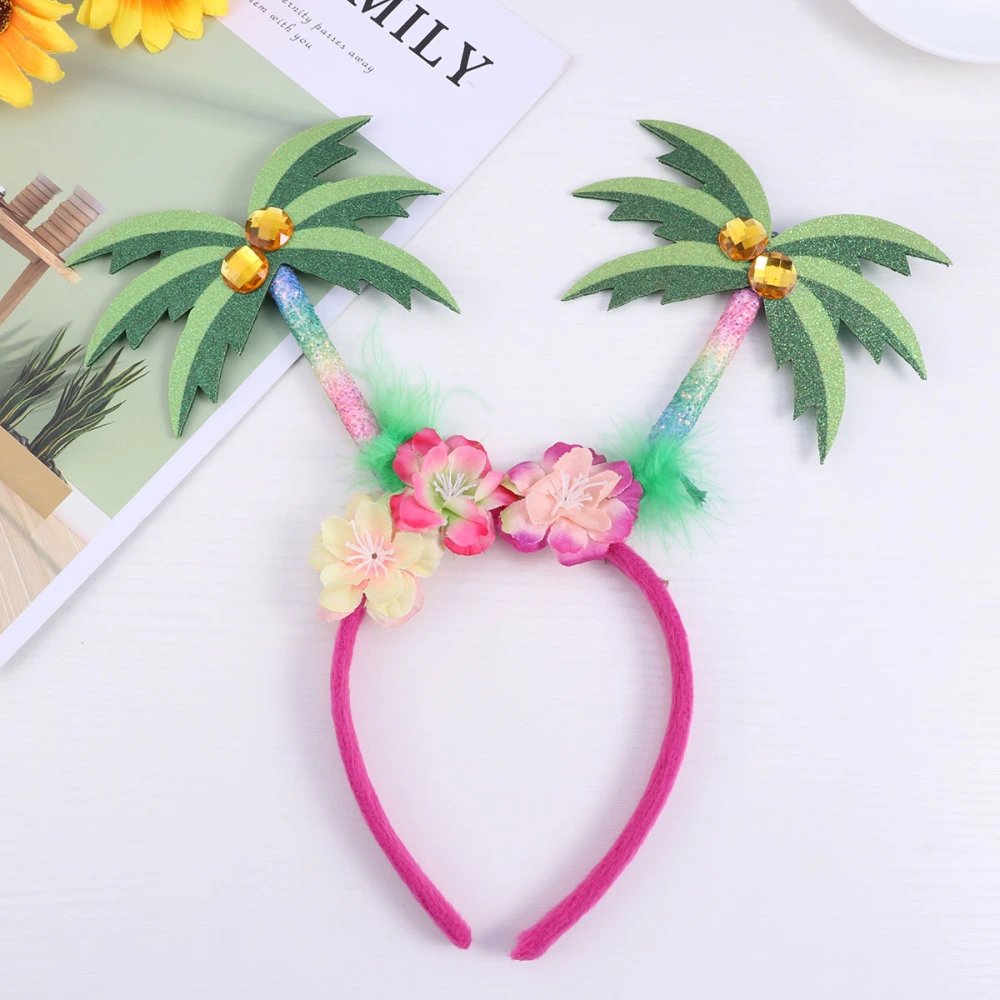 Coconut Palm Hair Decorative Coconut Tree Flower Headband Party Supplies Photo Props for Adult Kid Costume Ball Hawaii Party