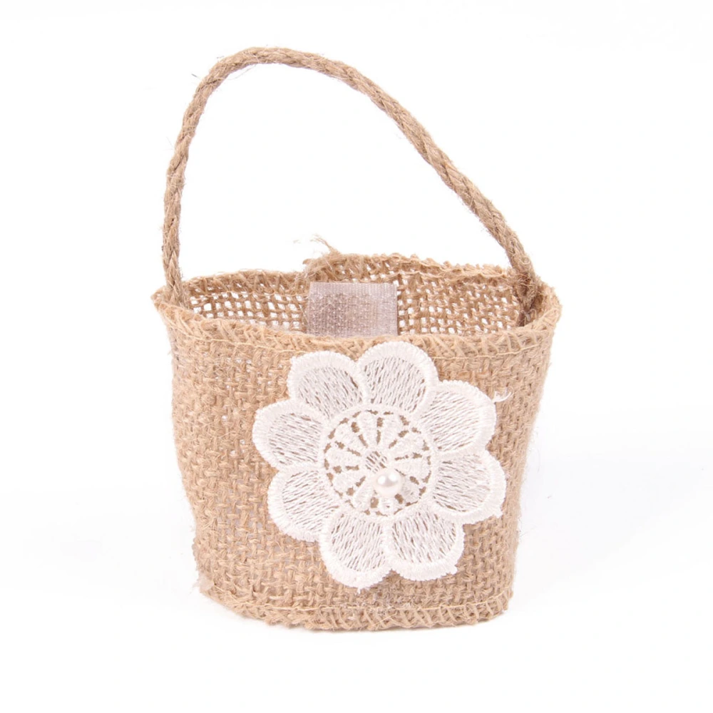 Linen Drawstring Gift Bags Wedding Favor Bags (Chrysanthemum Pearl Style)