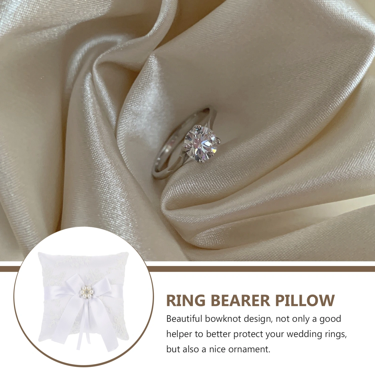 1 Pc Ring Pillow Bow Design Ring Pillow Wedding Ring Holder Ring Bearer Pillow