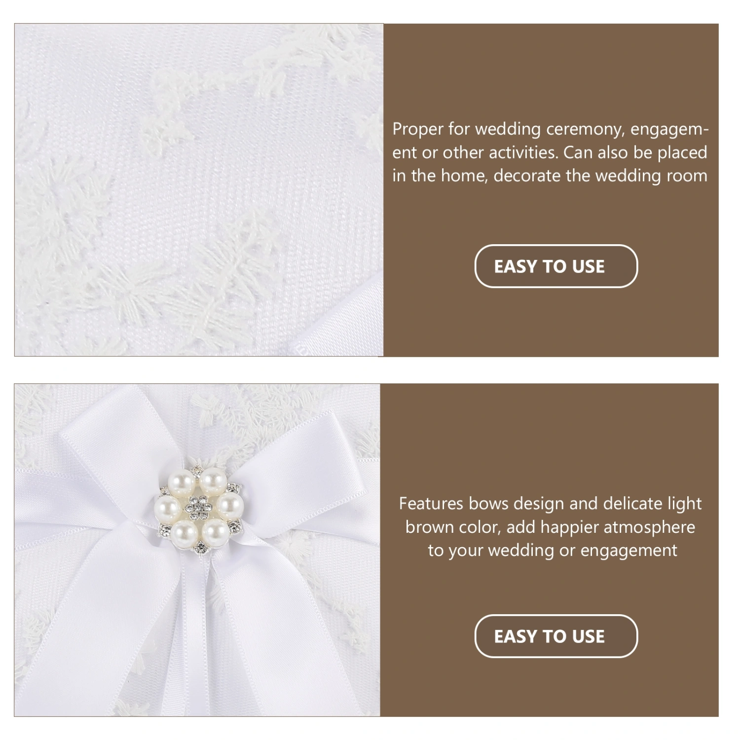 1 Pc Ring Pillow Bow Design Ring Pillow Wedding Ring Holder Ring Bearer Pillow