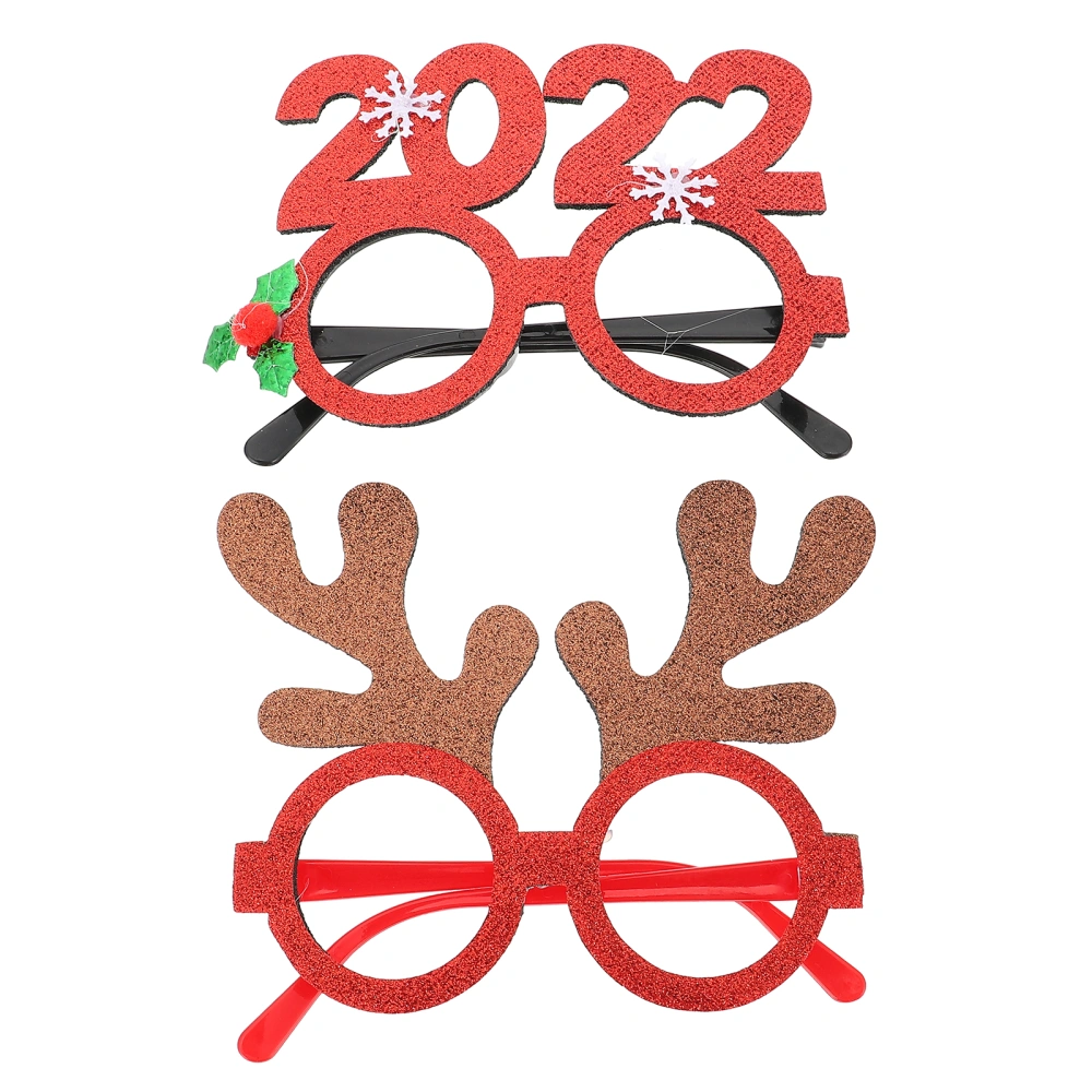 2 Pcs Christmas Glasses Frames Eyeglass Frames Glasses Decor Xmas Party Supply