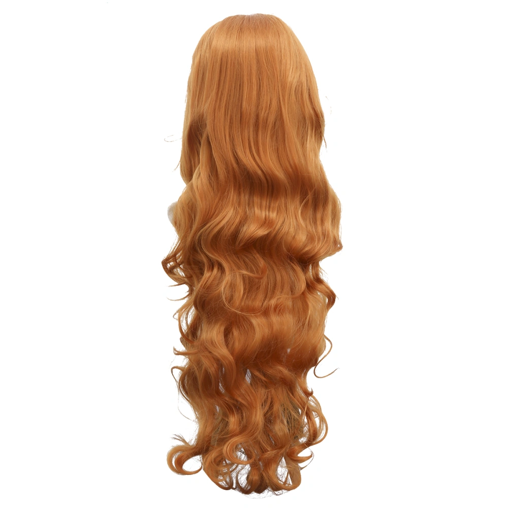 80 cm Colorful Long Wave Curly Hair Wigs with Bangs Cosplay Wig Lolita Style Anime Cosplay Wigs(Orange)