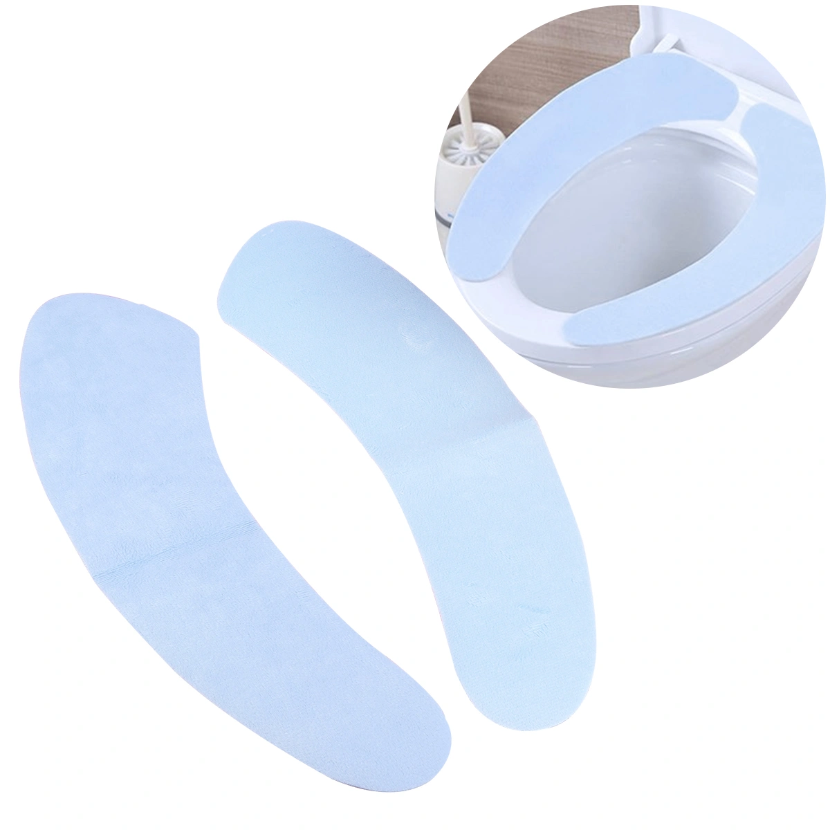 1 Pair of Toilet Mat Warmer Toilet Seat Stickers Cover Cushion Bathroom Accessories for Winter Cold Days (Sky Blue)