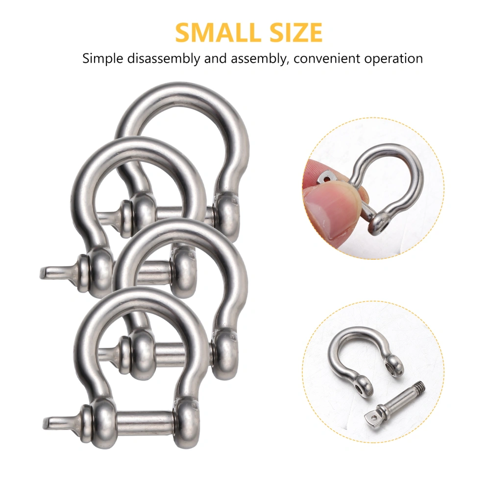 4pcs Stainless Steel Shackle Metal Shackle Lifting Shackle D-Shaped Shackle