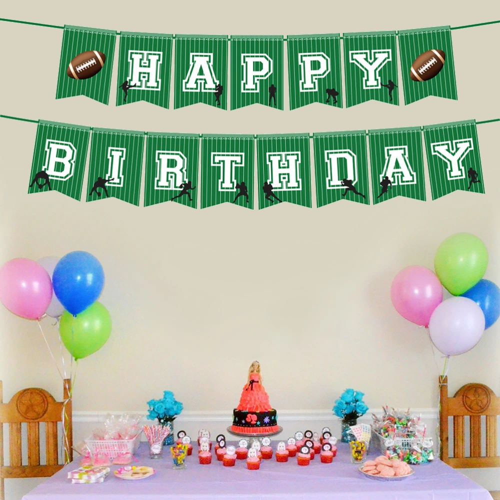 Rugby Theme Banner Garland Party Decoration Rugby Bunting Birthday Party Supplies for Rugby Themed Party Celebration