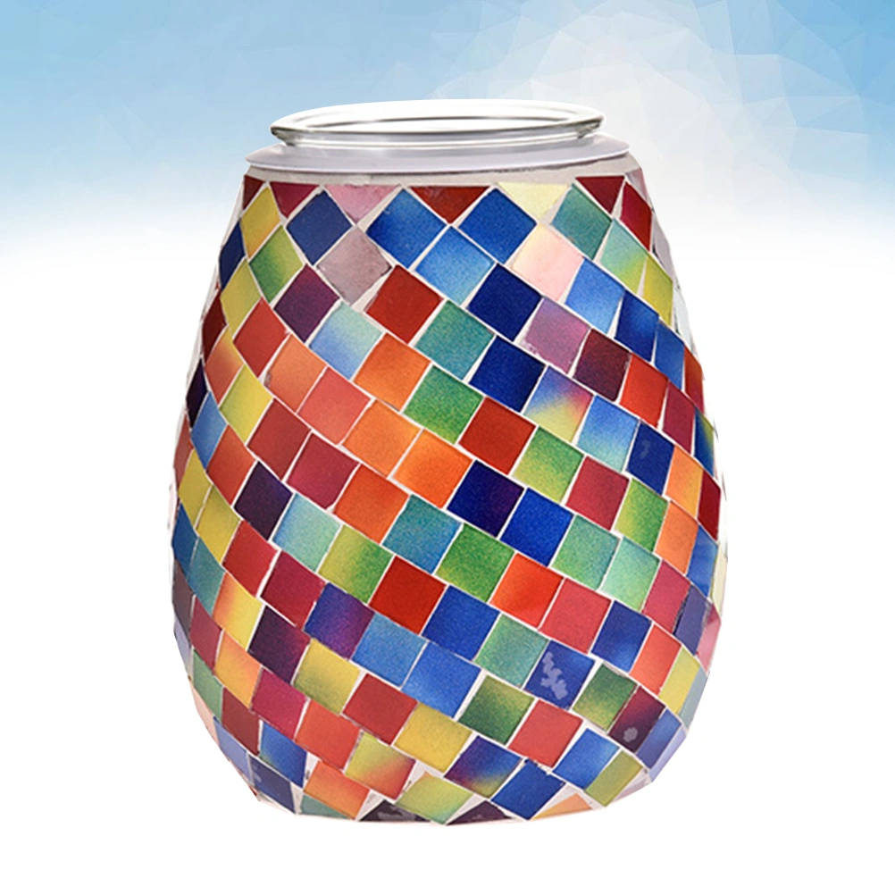 1PC Mosaic Pattern Fragrance Lamp Glass Aroma Diffuser Scented Candle Holder Electric Essential Oil Burner with UK Plug Colorful