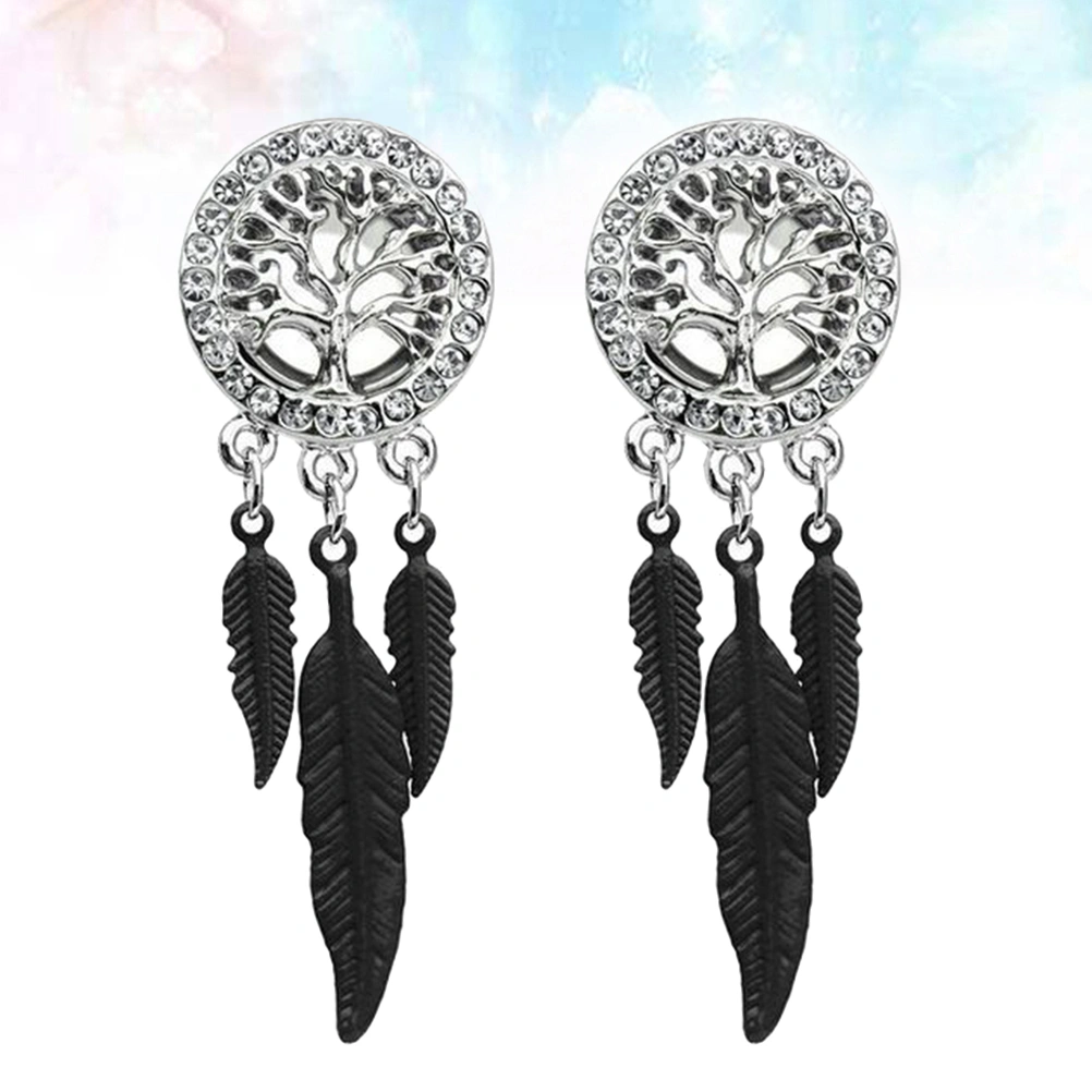 2pcs Tree Pattern Auricle Puncture Ear Expansions Alloy Ear Tunnel Plugs Ear Gauges Expanders Body Piercing Jewelry (8mm)
