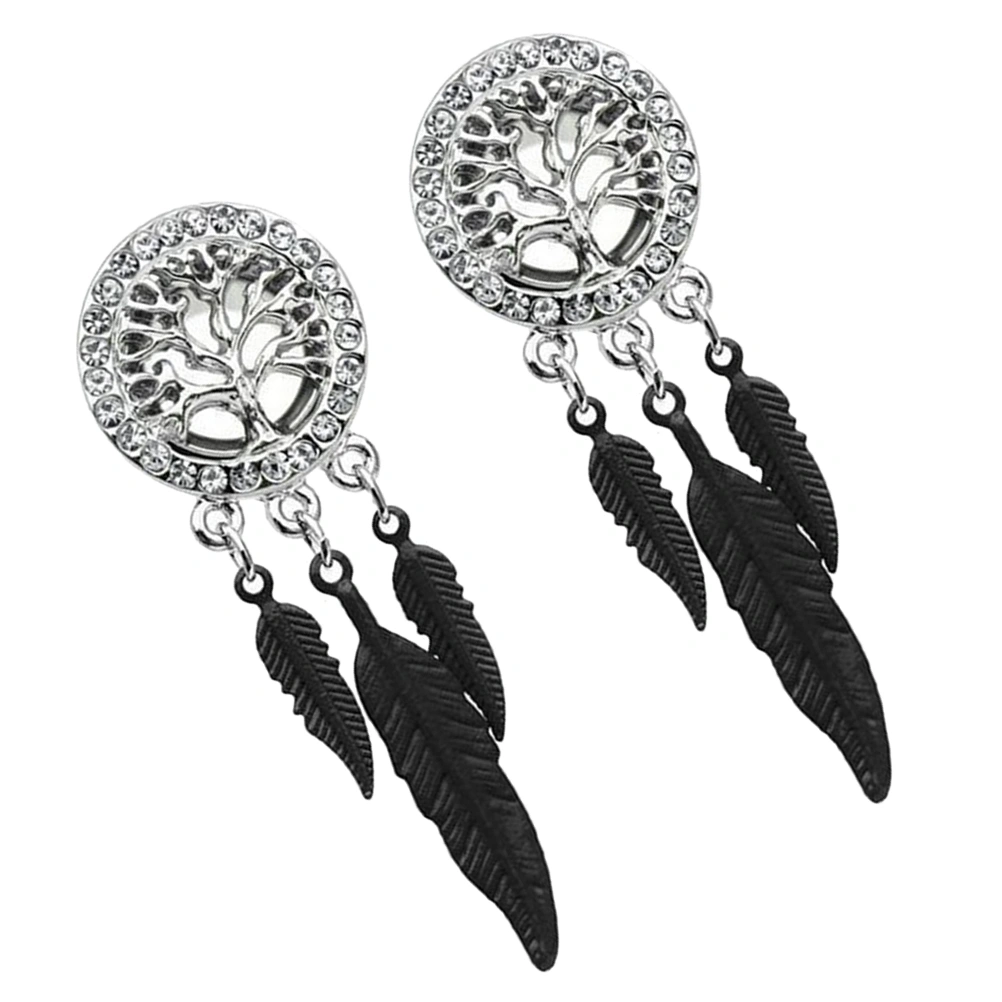 2pcs Tree Pattern Auricle Puncture Ear Expansions Alloy Ear Tunnel Plugs Ear Gauges Expanders Body Piercing Jewelry (8mm)