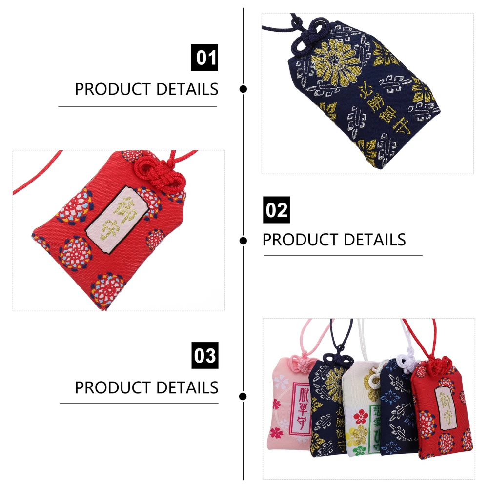 5pcs Japanese Omamori Charm Exquisite Japanese Amulet Unique Fortune Bag