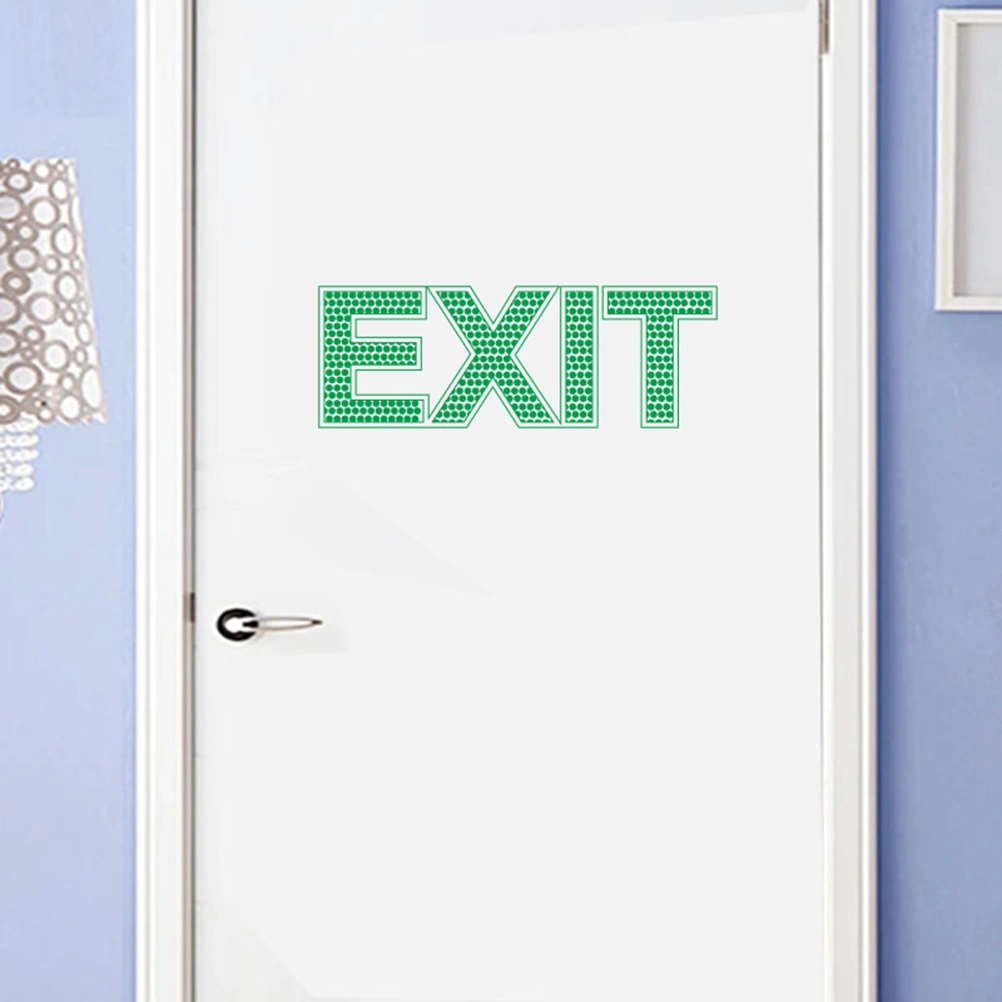 2pcs Green EXIT Sign Noctilucence Luminous Wall Sticker Decal for Emergency Door Gate Safety