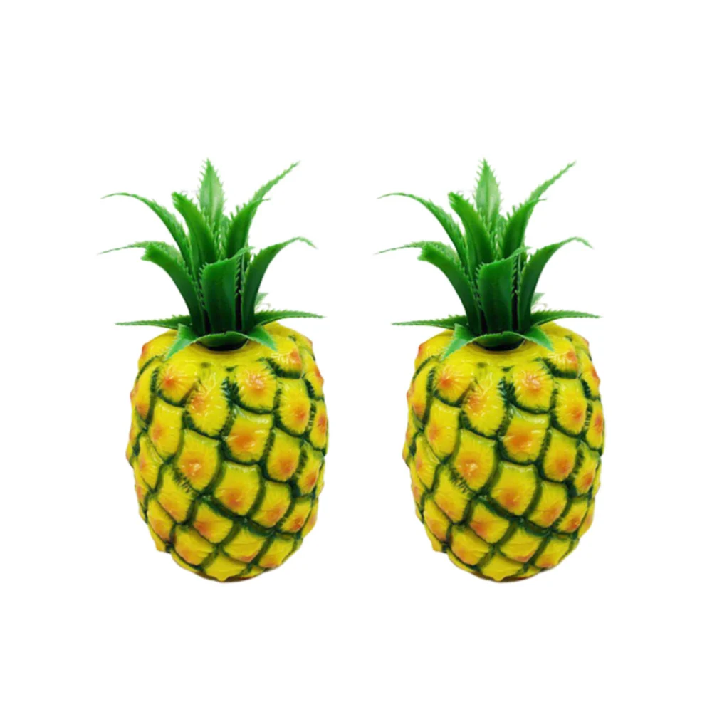 2PCS Imitation Pineapple Model Artificial Lifelike Fruits Ornament Plastic Desktop Decoration Photo Props (Size L)