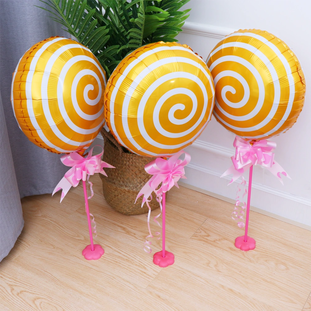 3pcs Lollipop Balloon Aluminum Foil Balloon Table Balloon Creative Table Balloon for Party Decoration Base Rod Collar Flower Color Random