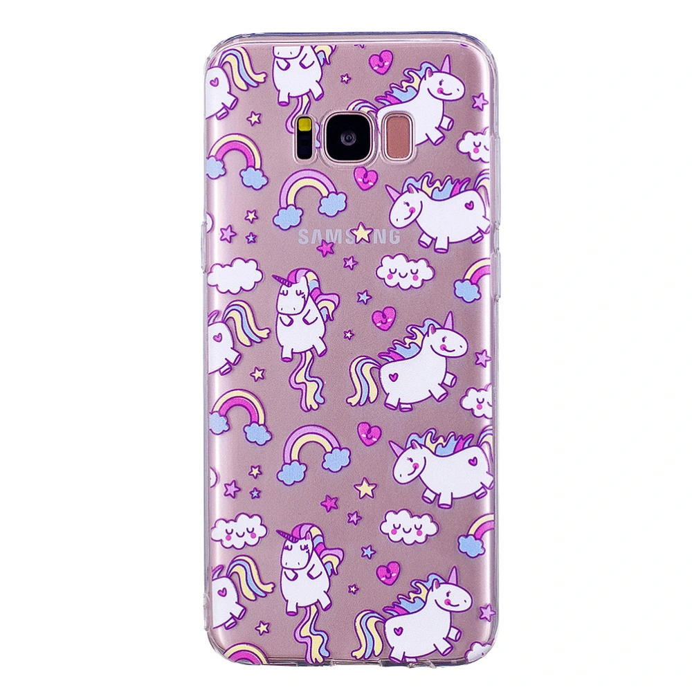 Phone Cover Transparent TPU Case Unicorn Pattern Protector Shell for Galaxy S8