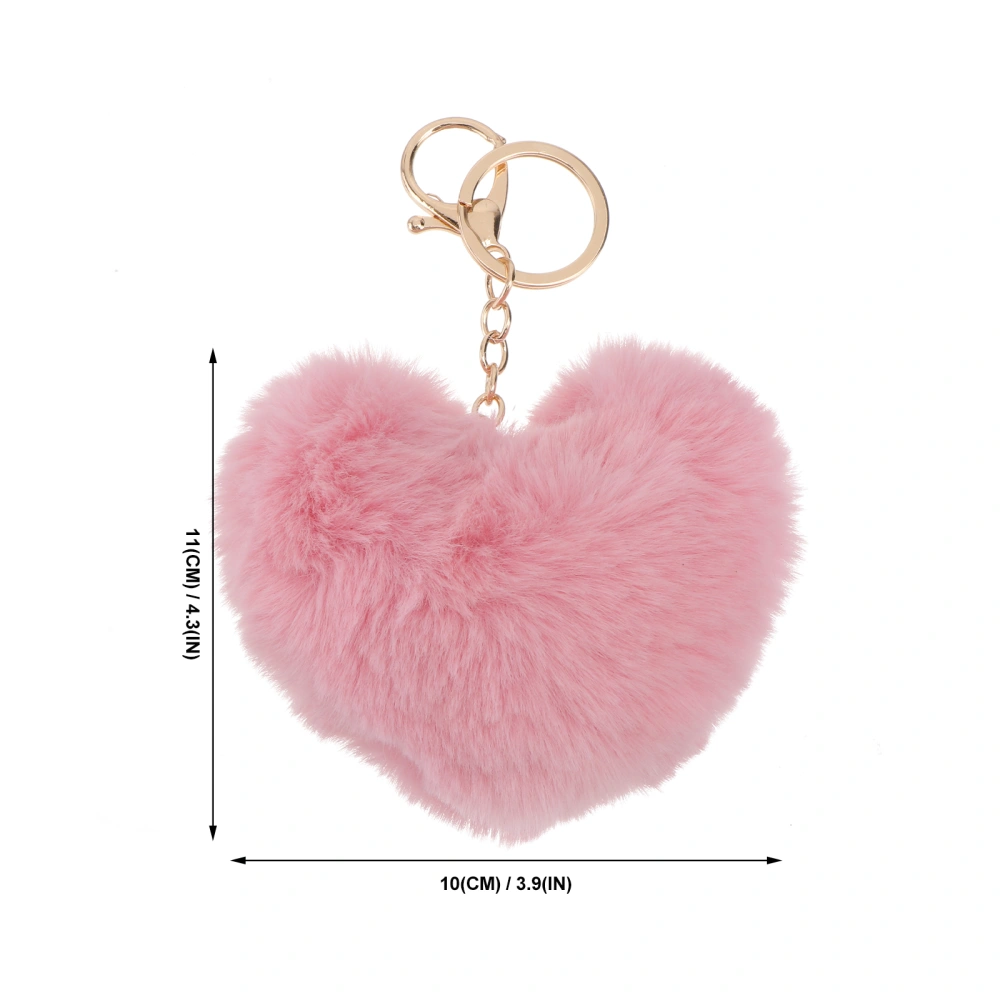 1Pc Adorable Heart Shape Keychain Furry Heart Ball Bag Pendant Gift Key Ring