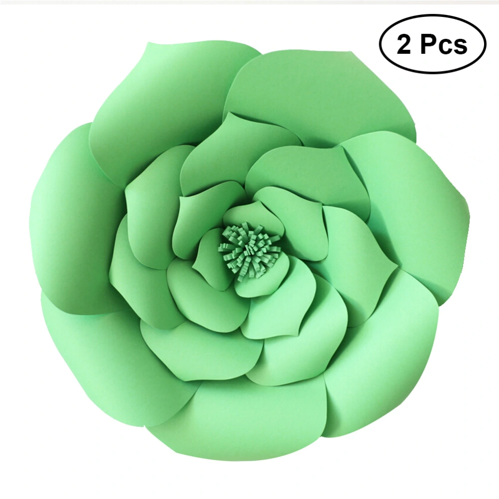 2pcs 30cm Artificial Paper Flower Beautiful Decoration for Wedding Party Dessert Station Bridal Events Decoration (Green)