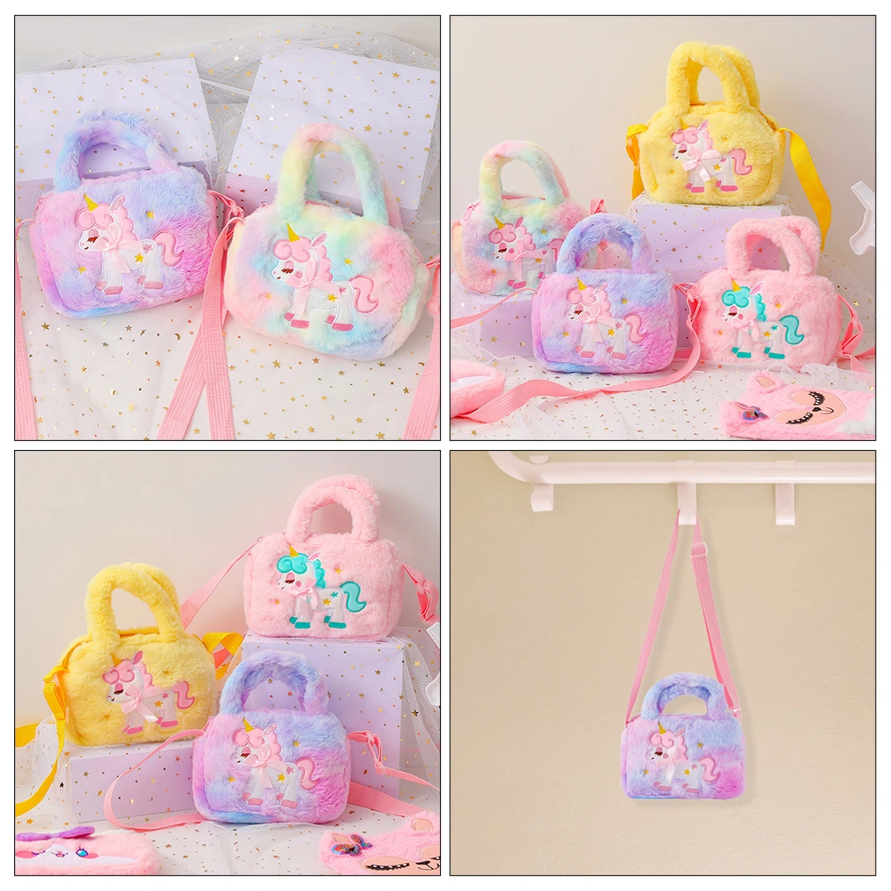 Unicorn Plush Crossbody Purse Cartoon Crossbody Bag Kids Plush Purse Adorable Handbag