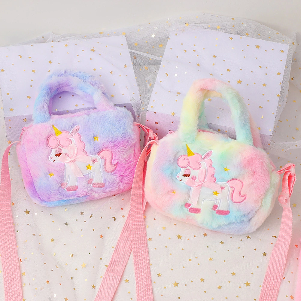 Unicorn Plush Crossbody Purse Cartoon Crossbody Bag Kids Plush Purse Adorable Handbag