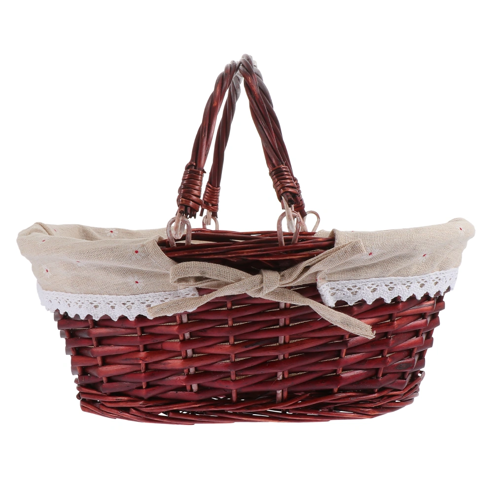 1pc Picnic Basket Hand-made Flower Basket Multi-purpose Organizing Basket