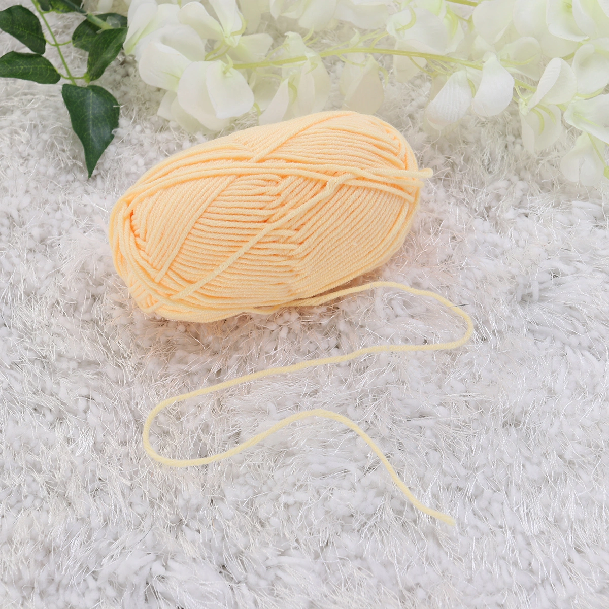 50g Milk Cotton Yarn Cotton Chunky Hand-woven Crochet Knitting Wool Yarn Warm Yarn for Sweaters Hats Scarves DIY (Yolk)