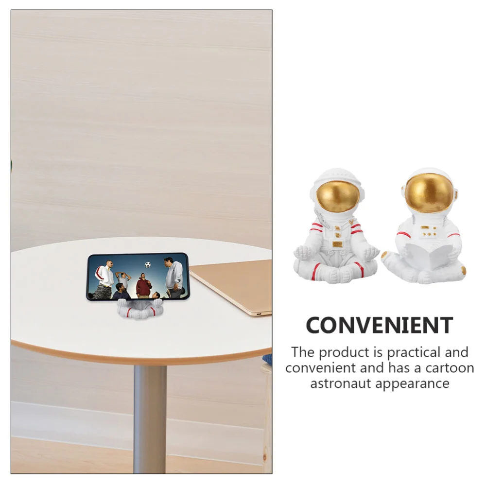 2pcs Exquisite Astronaut Phone Brackets Decorative Phone Holders Tabletop Decors