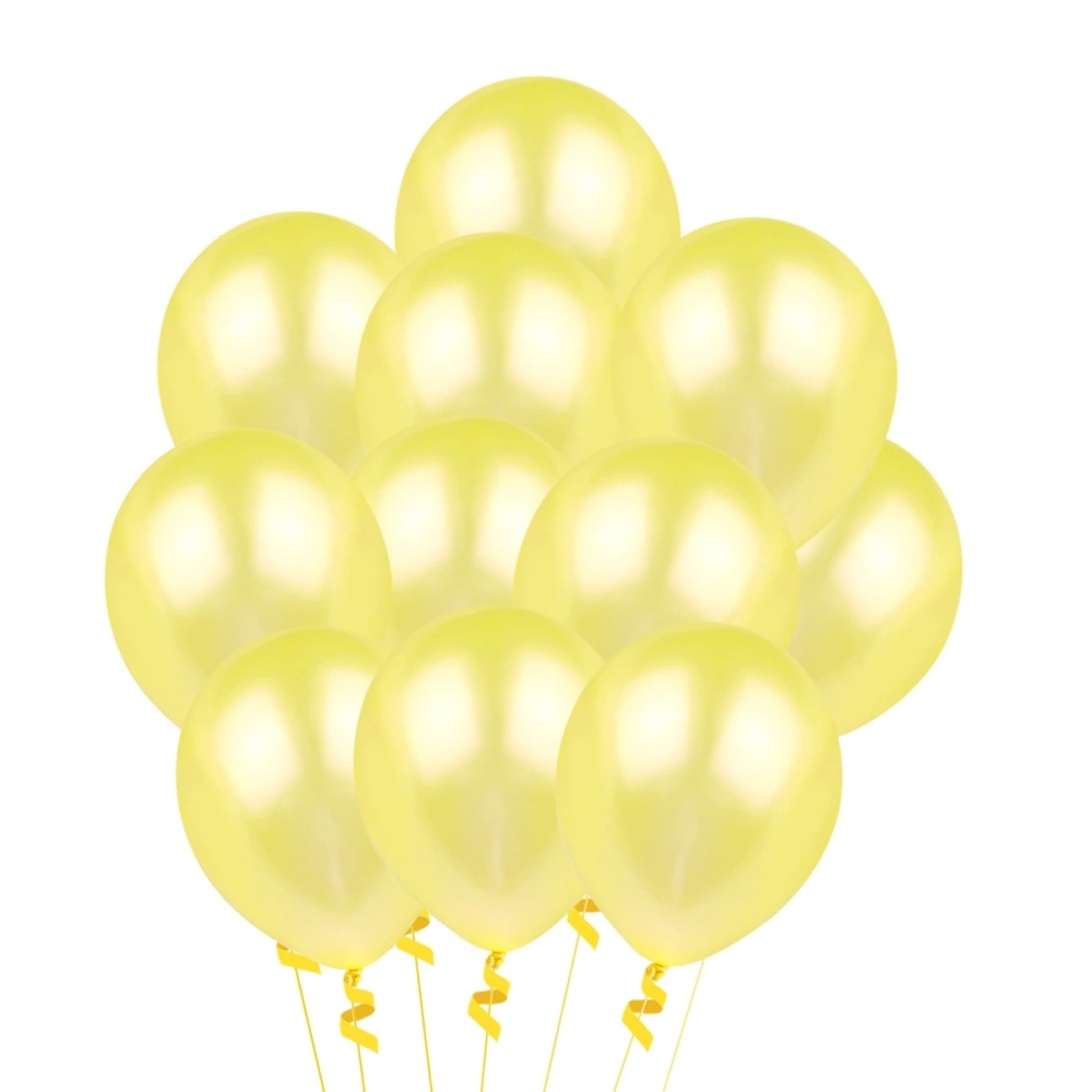 50pcs Round Pearl Latex Balloons Decorative Balloons Birthday Wedding Party Decoration Supplies (Yellow)