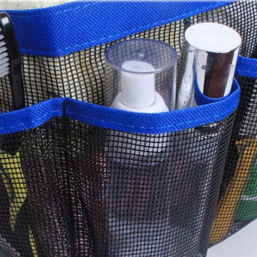 8-pocket Shower Caddy Mesh Bag Toiletry and Bath Organizer Storage Bag for Travel Camping College Dorms Gym Swimming (Blue)