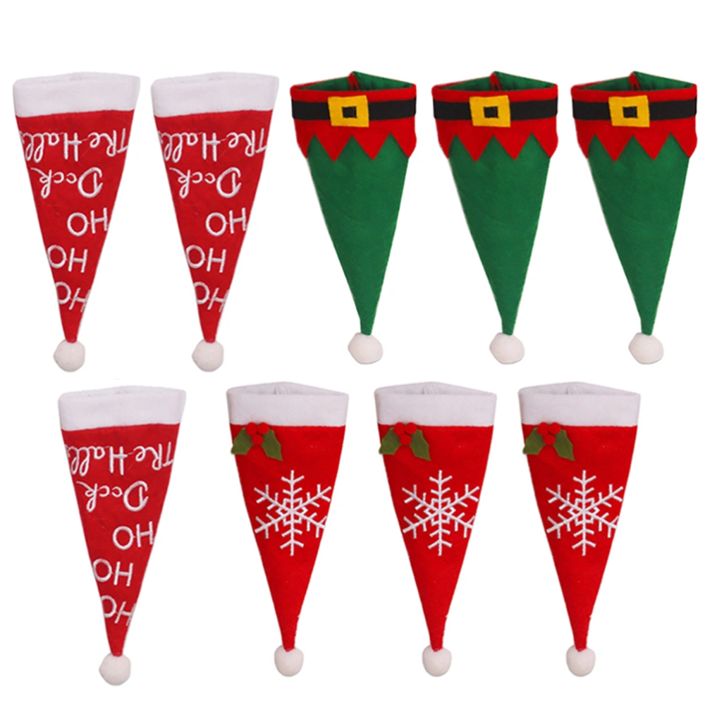 9Pcs Christmas Santa Hat Silverware Holder Tableware Storage Bags Party Favors