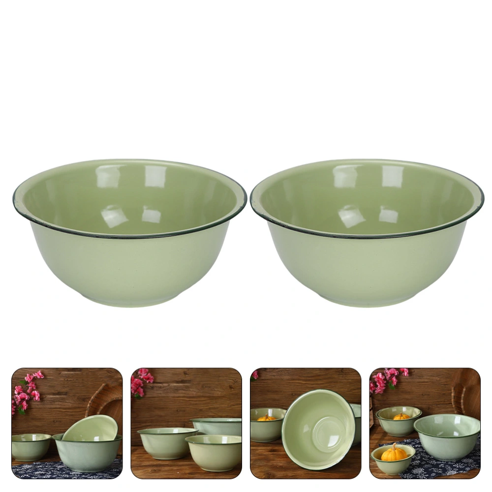 2pcs Retro Style Enameled Bowls Soup Bowls Vintage Style Bowls for Home