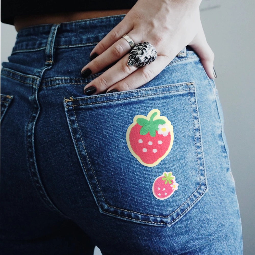 12pcs Strawberry Themed Pattern Patches Clothes Patches Clothing Bag Decorations